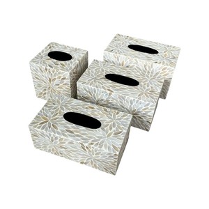 Handmade Wooden White Tissue Box with Mother of Pearl Inlay for Home Decor - Product Image 5