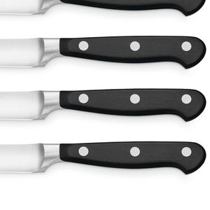 Premium 4 Piece Steak <b>Knives</b> <b>Set</b> with <b>Sharp</b> Stainless Steel Curved Blades and Black Triple Rivet Handles for Restaurant Dining - Product Image 4