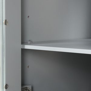 Mobile da Bagno in Legno Massello Grigio da 24 Pollici con Lavabo, Due Cassetti, Ripiano Regolabile e Design a Due Ante - Product Image 1