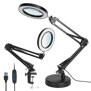 Lampada da Scrivania LED USB con Braccio Orientabile e Lente d'Ingrandimento 8x per Lettura - Product Image 1