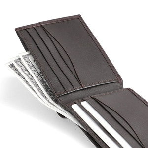 Cartera Bifold de Cuero Genuino Marrón para Hombre, de Alta Calidad y Lujo, con Bloqueo RFID, Logotipo Personalizado, Delgada, Multifuncional, Porta Tarjetas, Corta - Product Image 4