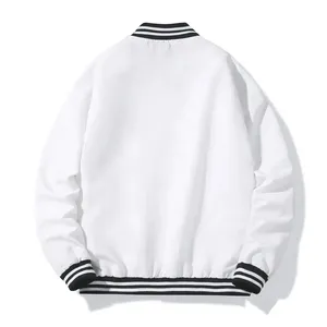 <b>Men's</b> High Quality Letterman Style Varsity <b>Jacket</b> 100% Cotton Solid Fleece <b>Baseball</b> Coat Embroidered Letters Front Winter Casual - Product Image 2