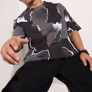 Camiseta Oversize de Streetwear para Hombre, Estampado Abstracto, Cuello Redondo de Algodón, Informal, Verano, Diseño Gráfico, Logotipo Personalizado - Product Image 4