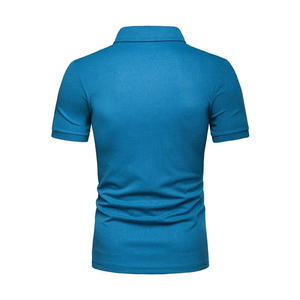 เสื้อโปโลแขนสั้นผู้ชาย ลายบล็อกสี ทรงเข้ารูป ระบายอากาศได้ดี ผ้าถัก สวมใส่สบาย สีน้ำเงิน ขาว เทา - Product Image 4