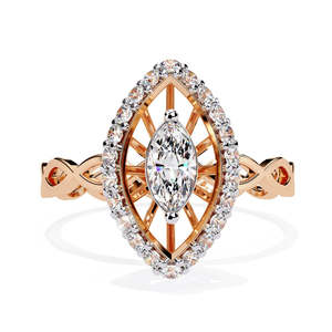 Bague de mariage classique pour femme en or jaune plaqué or rose 14k-22k, sertie d'un diamant naturel taille ovale couleur D - JEWELLERY PLANET - Product Image 3