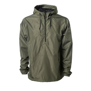 Veste coupe-vent à capuche pour homme, vert olive, fermeture éclair quart, décontractée, légère, en polyester, pour le printemps, vêtements d'extérieur - Product Image 1