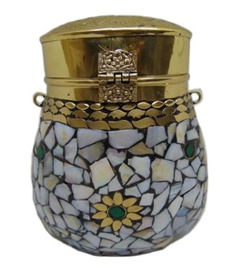 Pochette carrée en mosaïque argentée avec cadre en laiton, motif carré, bandoulière chaîne, fermeture éclair, design léger, doublure en polyester - Product Image 1