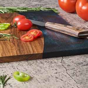 Tabla de Cortar Rectangular de Madera y Resina Ecológica, Pulida a Mano, con Logotipo Personalizado, para Cortar Frutas, Verduras y Queso - Product Image 4