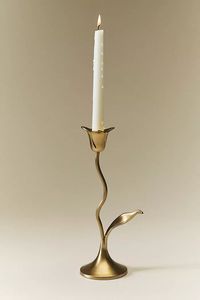 Support à bougie décoratif en métal avec nœud doré, design tendance, porte-bougie conique, décoration de luxe pour la maison - Product Image 4
