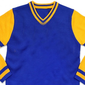 Cárdigan de Punto Azul para Mujer Sigma Gamma Rho, Cuello en V, Manga Larga, Ribete Amarillo, Escudo Bordado, Transpirable, Estilo Vintage, Unisex - Product Image 4