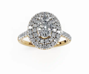 Anillo de diamantes cultivados en laboratorio con forma ovalada Falling For You Forever, con una impresionante piedra central engastada en una elegante banda de oro atemporal. - Product Image 1