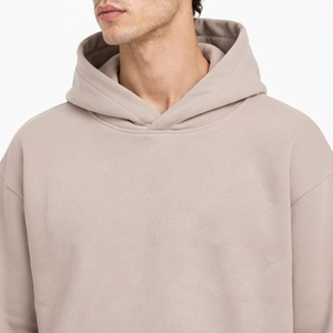 Conjunto Deportivo para Hombre, Color Beige, con Capucha, Estampado, Manga Larga, Color Sólido, Corte Holgado, Pantalones con Cordón, Poliéster/Algodón - Product Image 4