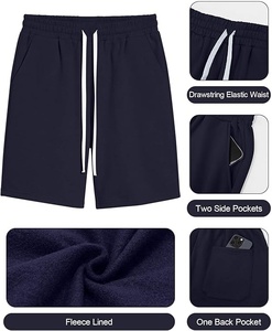 Shorts Bermuda en Coton Bleu Marine pour Homme, Taille Mi-Haute, Décontracté, Respirant, Tricoté, Couleur Unie, Idéal pour l'Entraînement et la Gym - Product Image 5