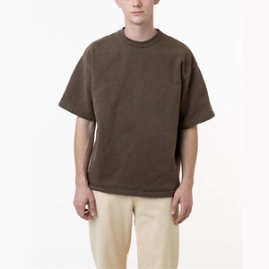 Camiseta de Algodón 100% Anti-Pilling para Hombre, Tendencia 2025, Diseño Sólido, Logotipo Personalizado, Alta Calidad, Corte Holgado, Cuello Redondo, Estilo Seda - Product Image 5