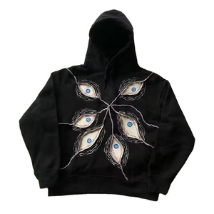 Sweat à capuche oversize tie-dye pour homme |   Patch oculaire brodé avec logo |   Sweat-shirt streetwear OEM pour homme - Product Image 1