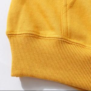 Sweat-shirt à capuche unisexe jaune, coupe ample, décontracté, en molleton tricoté, couleur unie, avec poches, pour l'hiver, polyester/coton - Product Image 5