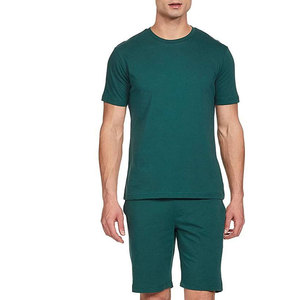 Econex Sports Men's Gray Letter Print Cotton Short Sleeve T-Shirt Shorts <b>Set</b> Casual Summer Wear Breathable Fleece Knitted 320g - Product Image 1