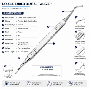 Al Mida Healthcare Manual Dual Tip Dental Surgical <b>Instrument</b> Stainless Steel Handle CE Certified Class I Hospital Clinic Use - Product Image 6