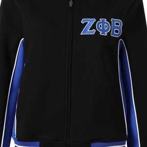 Zeta Phi Beta Black Air Tech Fleece Warm Up <b>Jacket</b> <b>Women</b> Athletic Zip Up <b>Jacket</b> Greek Sorority Streetwear <b>Lightweight</b> Sport Coat - Product Image 5