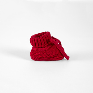 Standard <b>Thickness</b> Red 100% Cotton Casual <b>Winter</b> 0-3M Eco-Friendly Baby Knitted Booties Solid Color OEM ODM Service - Product Image 1