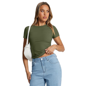 Polyester/Cotton Crew Neck Women's T-<b>Shirts</b> Eco-Friendly Summer Quick Dry Breathable Short Sleeve Customizable Anti-Pilling - Product Image 4