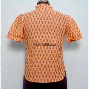 Blusa Informal de Verano con Estampado Indio, 100% Algodón Puro, Diseño Floral Bohemio, Ecológica, Transpirable, Manga Corta - Product Image 6