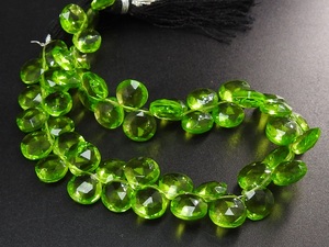 Peridot Green Quartz Faceted Heart Teardrop Glass Beads 8X8mm Colored Crystal Lampwork Handmade Earring Jewelry Making 8 Inch - Product Image 1