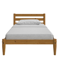 Lit plateforme moderne en bois massif ODM OEM avec tête de lit à lattes et pieds coniques, taille personnalisée pour chambre, hôtel, villa