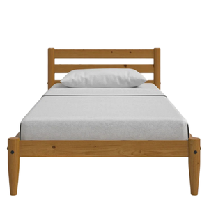 เตียงแพลตฟอร์มไม้จริงโอดีเอ็มพร้อมหัวเตียงไม้ระแนงและขาเรียวขายส่งเตียงเดี่ยวสำหรับห้องนอนโรงแรมวิลล่า - Product Image 3