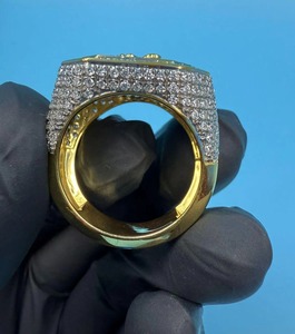 Anillo de hombre con moissanita cultivada en laboratorio de 14K, diseño de águila, plata 925, estilo vintage, joyería llamativa de hip hop, anillos chapados en oro. - Product Image 4