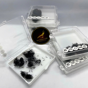 Pestañas Coreanas Naturales Marrones Largas de Marca Privada 8D, Extensiones de Pestañas Sueltas Hechas a Mano con Unión Térmica, Base Puntiaguda, Negro Mate - Product Image 1