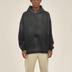 Sweat-shirt à col rond de haute qualité 420GSM délavé à l'acide avec poche kangourou et épaules tombantes pour hommes, style streetwear - Product Image 1
