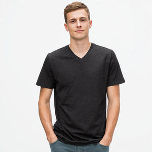 T-shirts Homme Oversize Col V Manches Courtes Été 100% Polyester Coton Épaules Tombantes Vente en Gros - Product Image 6