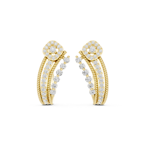 14K Yellow Gold Round Lab-Grown Diamond Earrings for Women Anniversary Gift Earring New Grown Diamond - Product Image 1