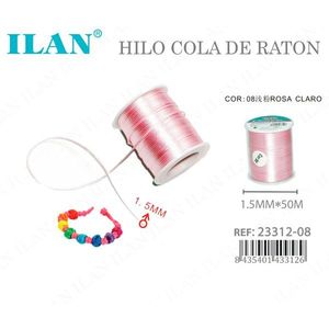 Ilan Hilo Cola De Raton 1.5Mm X 50M Rosa Claro Para Joyeria Manualidades - Product Image 3