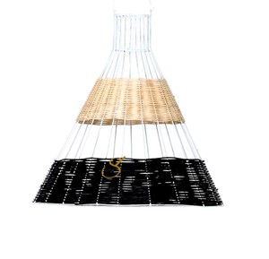 Custom Tapered Rattan Lampshade Metal Frame Bamboo Pendant <b>Light</b> Cover Rustic E27 Conical Ceiling Hanging <b>Chandelier</b> - Product Image 4
