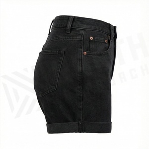 Shorts en jean pour femme en coton de haute qualité, grande taille, décontractés, style sport, unis, avec effet push-up et mini-déchirures - Product Image 3