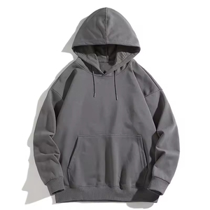 Sweat à capuche molletonné épais personnalisé, coupe oversize, uni, style streetwear vintage, vente en gros à prix abordable pour hommes - Product Image 5