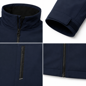 Veste Softshell Premium pour Homme, Résistante à l'Eau, Extensible en Polyester, Col Montant, Poche Poitrine Zippée, Logo Personnalisé, Vêtement de Travail d'Extérieur, OEM - Product Image 4