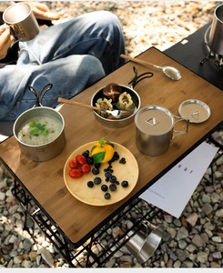 Outdoor <b>Camping</b> 304 Stainless Steel Set Pot <b>Camping</b> Cooker Water <b>Cup</b> Frying Pan Cooking Pot Portable Tableware Overlapping Set - Product Image 1