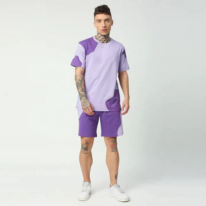 Wholesale Mens Cotton Shorts <b>Set</b> Custom Logo Matching T Shirt Summer Casual Streetwear Two Piece Clothing Manufacturer - Product Image 1