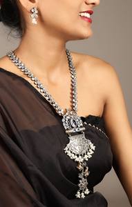 Parure Collier et Boucles d'Oreilles Paon Bicolore en Laiton Plaqué Or, Style Romantique, Pierres de Cristal et Perles, pour Mariage et Fiançailles - Product Image 2