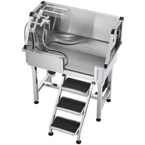 Estación de Lavado para Perros de 34 Pulgadas de Acero Inoxidable para Mascotas Pequeñas, Uso Doméstico, Fregadero para Aseo de Mascotas con Grifo de Agua Fría y Caliente y Cabezal de Ducha - Product Image 1