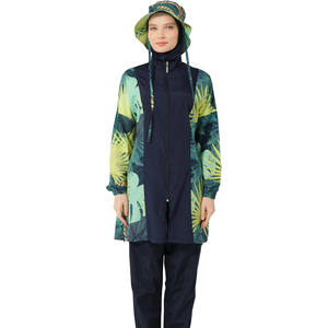 Traje de Baño Burkini de Poliéster/Spandex para Mujer Musulmana, Conjunto de 2 Piezas con Corte Alto, Estampado, Secado Rápido, Transpirable, Ropa de Playa - Product Image 4