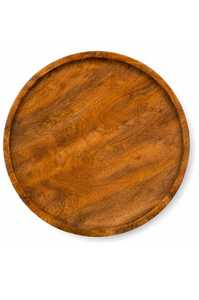 Table d'appoint ronde en bois de manguier de qualité supérieure avec bord surélevé et pieds en métal pour une décoration intérieure contemporaine - Product Image 3