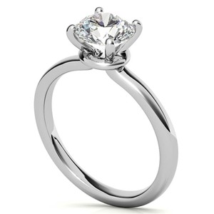 Anillo de compromiso solitario de moissanita de 1 quilate con corte redondo, probado con detector de diamantes, de oro blanco de 10K, para ella. - Product Image 4