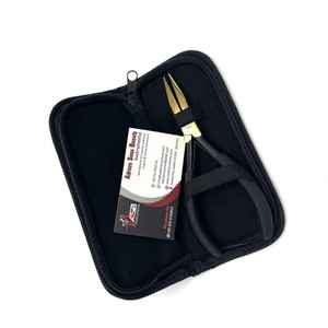 Custom Logo Black & Gold Flat Nose Hair <b>Extension</b> Pliers – Stainless Steel Micro <b>Bead</b> Crimping & Tape-In Hair <b>Extension</b> Tool - Product Image 4