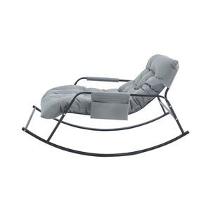 Poltrona Moderna da Soggiorno Extra Larga in Pelle Tecnica, Poltrona Reclinabile a Dondolo in Bouclé - Product Image 3
