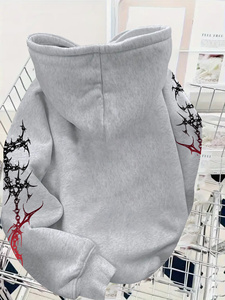 Sweat-shirt à capuche vintage streetwear délavé à l'acide, coupe oversize, épais, pour homme, avec logo personnalisé, 100 % coton molletonné, qualité premium, hiver - Product Image 5