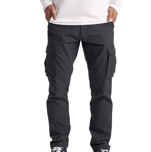 กางเกงทำงานแบบมีกระเป๋าหลายช่อง คุณภาพสูง ผ้าฝ้ายระบายอากาศ ทรงตรง สวมใส่สบาย เหมาะสำหรับออกกำลังกายและเล่นกีฬา สีพื้น โลโก้แบบกำหนดเองได้ - Product Image 4